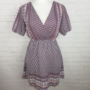 Urban Outfitters Purple V-Neck Short Sleeve Dress